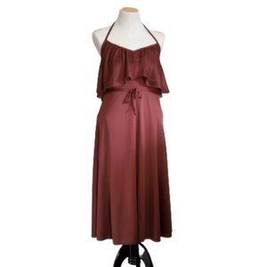 Vintage 1970's brown ruffle disco dress